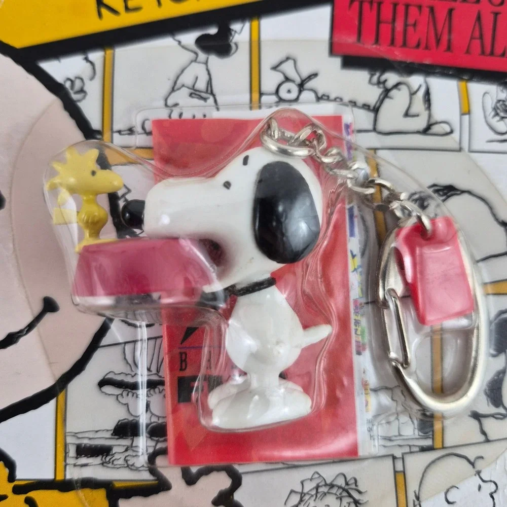 Vintage Peanuts Snoopy Woodstock Keychain Basic Fun Clip On Item 486-0 New